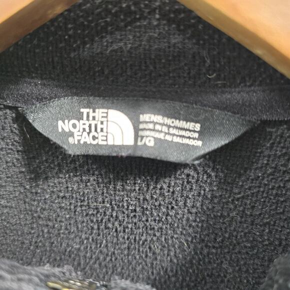 North Face Jacket Mens Large Black Fleece Full Zip Mid Layer Lightweight Hooded - Picture 3 of 15